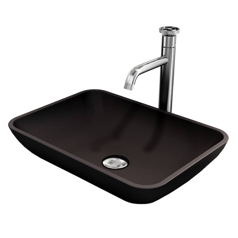 Vigo VGT2047 Matte Shell Sottile Glass Rectangular Vessel Bathroom