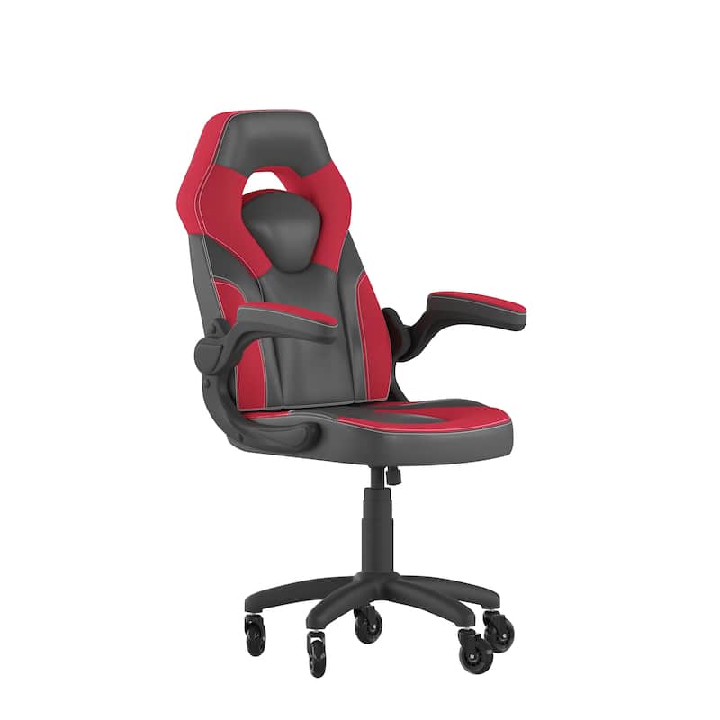 Office Gaming Chair with Skater Wheels & Flip Up Arms - LeatherSoft