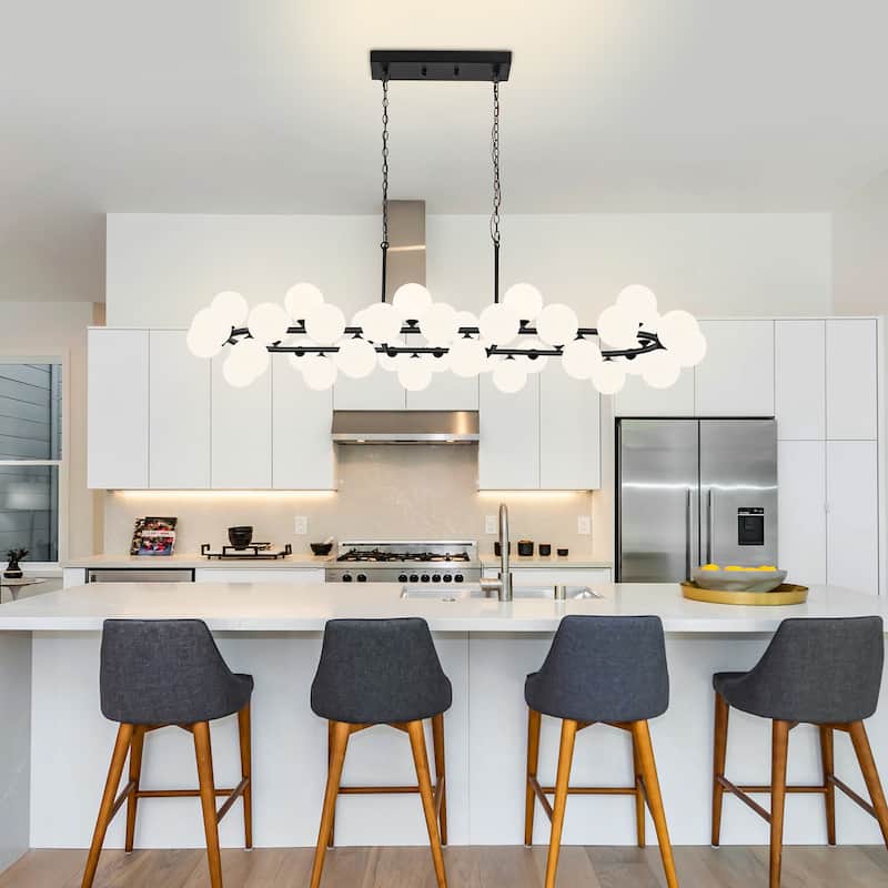 40-light Modern Large Bubble Sputnik Chandelier in Black for Dining Room