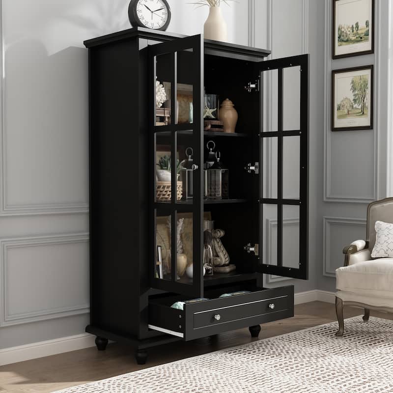 Timechee 31.5'' W Curio Cabinet Bookcase Display Cabinet China Cabinet