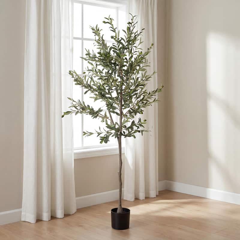 6FT Artificial Olive Tree in Black Plastic Pot, 1pc/set