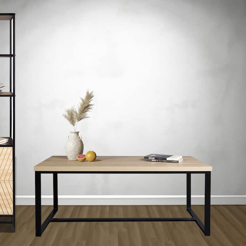 Bali Coastal Modern Coffee Table Natural Wood Top - Black/Natural