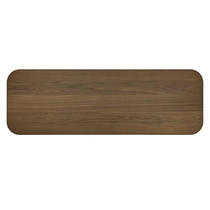 Bernal Two-tone Walnut Finish Rippled Wood Design Server by iNSPIRE Q Modern