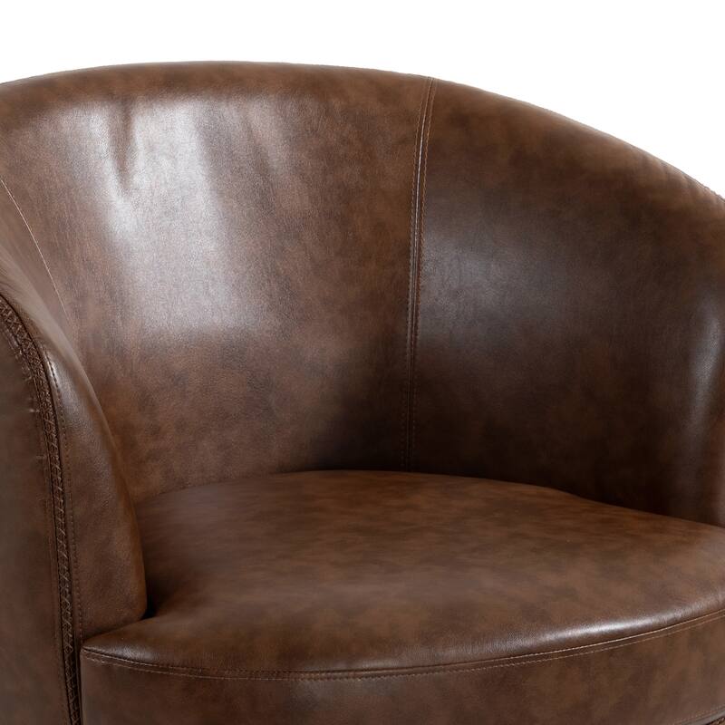 Modern Upholstery Barrel Swivel Chair Faux Leather
