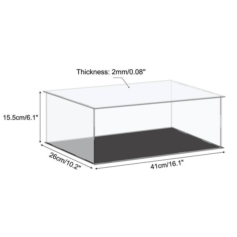 Acrylic Display Case Plastic Box Cube Storage Small Dustproof Showcase - 16.1x10.2x6.1 Inch