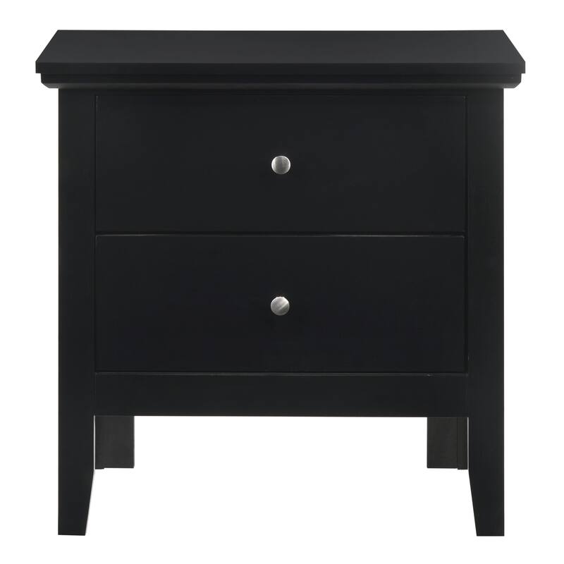 2-Drawer Wooden Rectangular Nightstand - 24" - Black