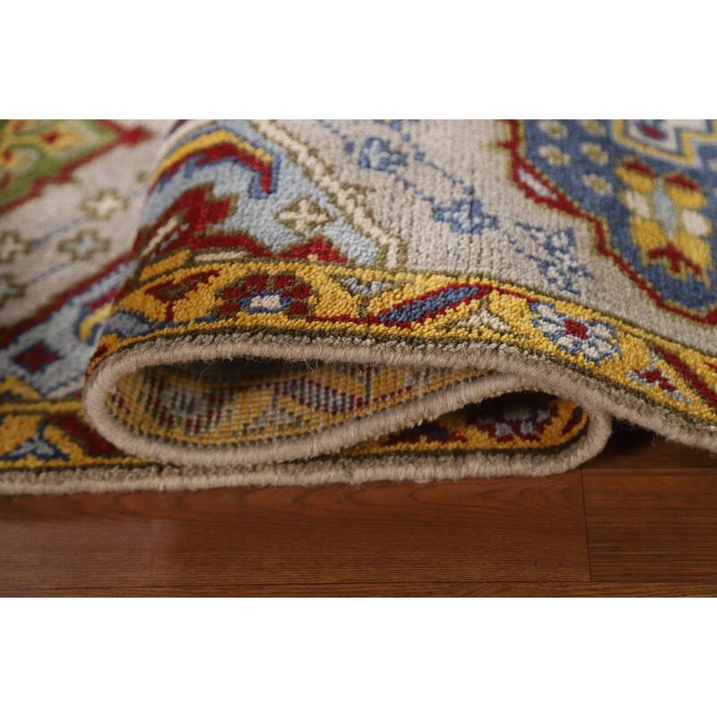 Geometric Kazak Oriental Rug Hand-Knotted Wool Carpet - 2'6"x 5'11"