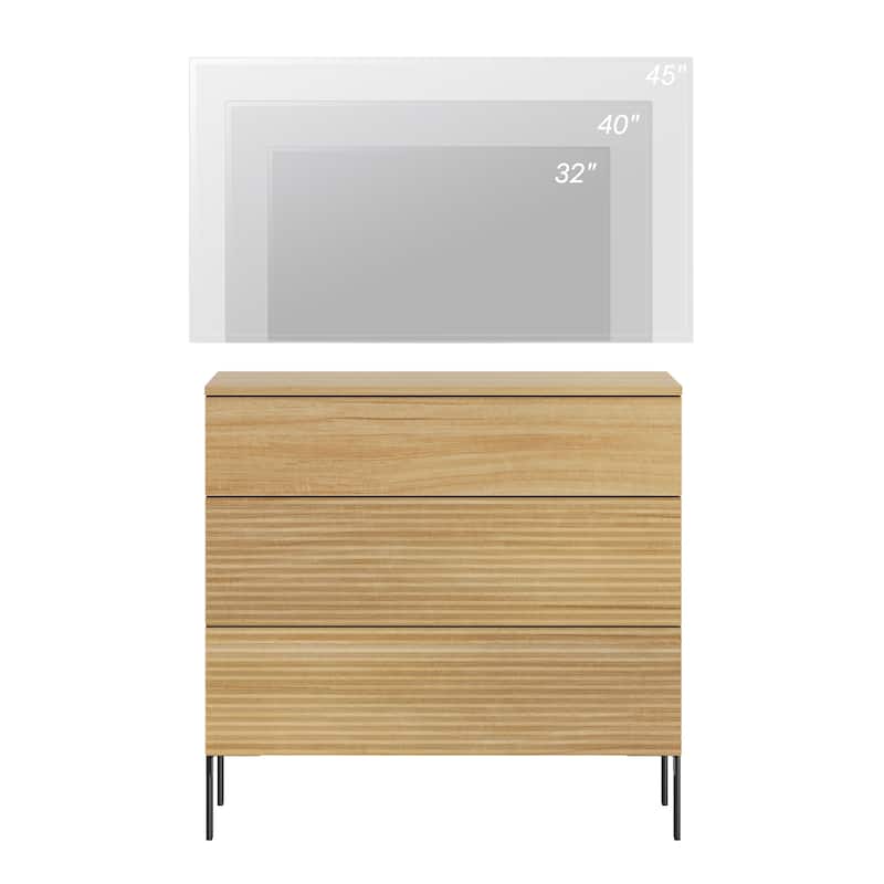 31.5" Reeded Dresser TV Stand, Modern Minimalist Entertainment Center, Wooden TV Console 