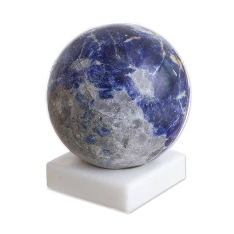 Handmade Blue World Sodalite Gemstone Figurine (Peru) - 3.1" H x 3.1" Diam.