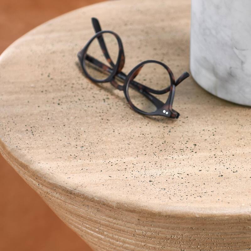 Classic Home Fern Concrete Stone Outdoor Accent Table
