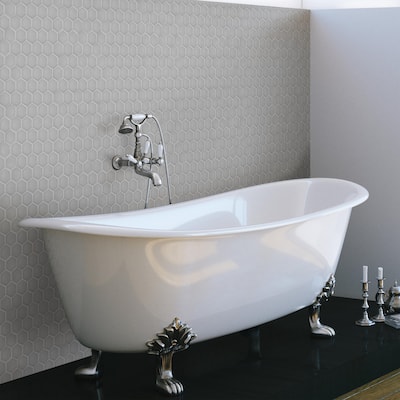 Merola Tile Metro 2" Hex Glossy Light Grey 11-1/8" x 12-5/8" Porcelain Floor and Wall Tile