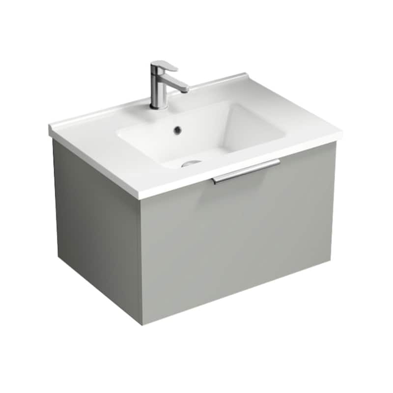 Nameeks Bodrum-2618-W Bodrum 24" Wall Mounted Single Basin Vanity Set - Grey Mist / Chrome - Steel Finish