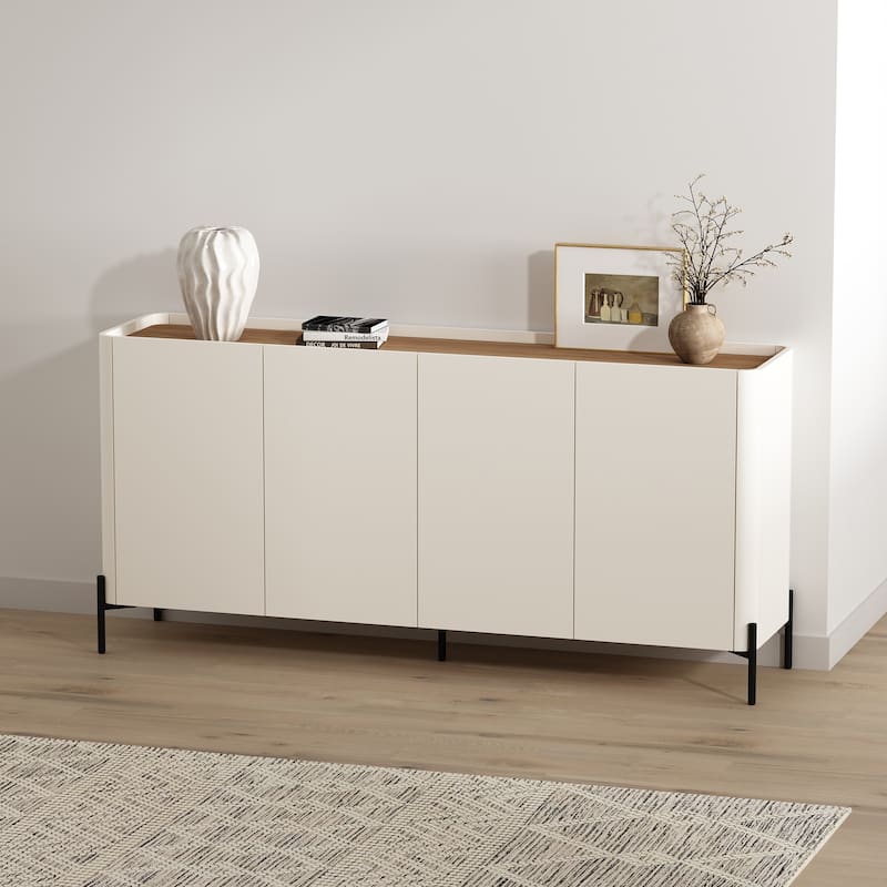 Manhattan Comfort Abbey 67" Sideboard - Maple and Off White