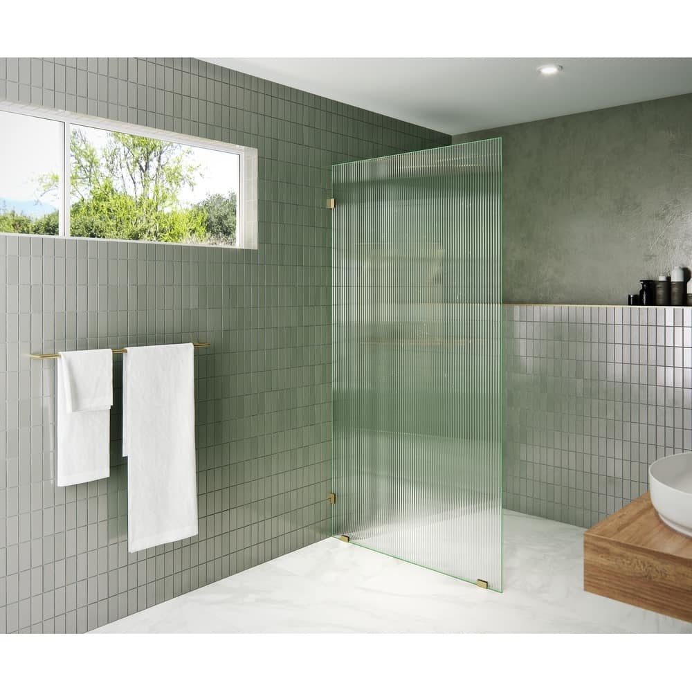 Glass Warehouse 40" x 78" Frameless Shower Door - Single Fixed Panel Fluted Frosted