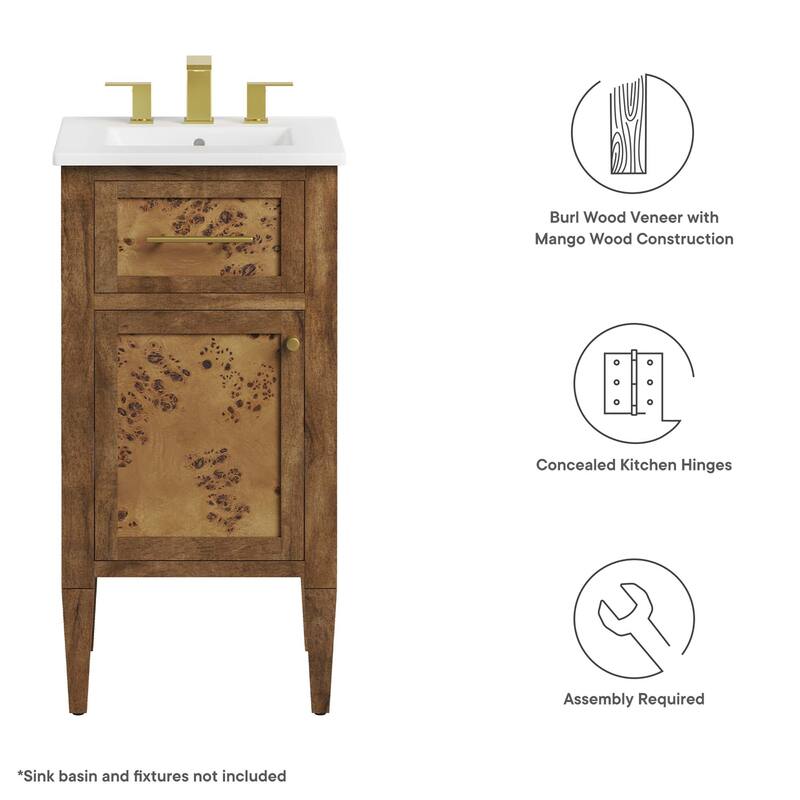 Elysian 18" Wood Bathroom Vanity Cabinet (Sink Basin Not Included)