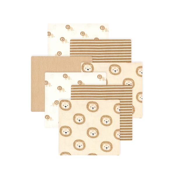 slide 1 of 1, Little Treasure Hudson Baby Cotton Poly Flannel Receiving Blankets Multipack, Brown Brave Lion, 30x30 inches 30x30 inches - Brown Brave Lion