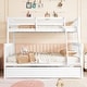 preview thumbnail 19 of 25, Twin Over Full Bunk Kids Bed Frame with Trundle, Detachable & Convertible Bed with Reversible Ladder & Guardrail, Espresso White