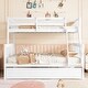 preview thumbnail 14 of 34, Twin Over Full Rubber Wood Convertible Bunk Bed with Trundle,Ladder and Guardrail