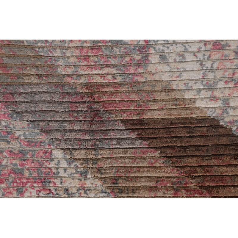 Striped Abstract Oriental Area Rug Handmade Wool Carpet - 5'8" x 7'10"