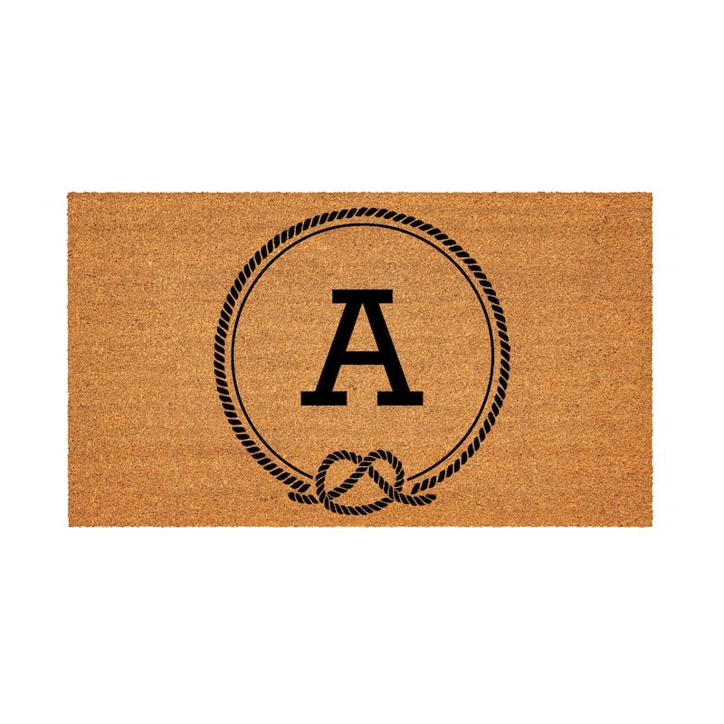 Coastal Coir Mat Nautical Monogram 28"x16" - Letter A