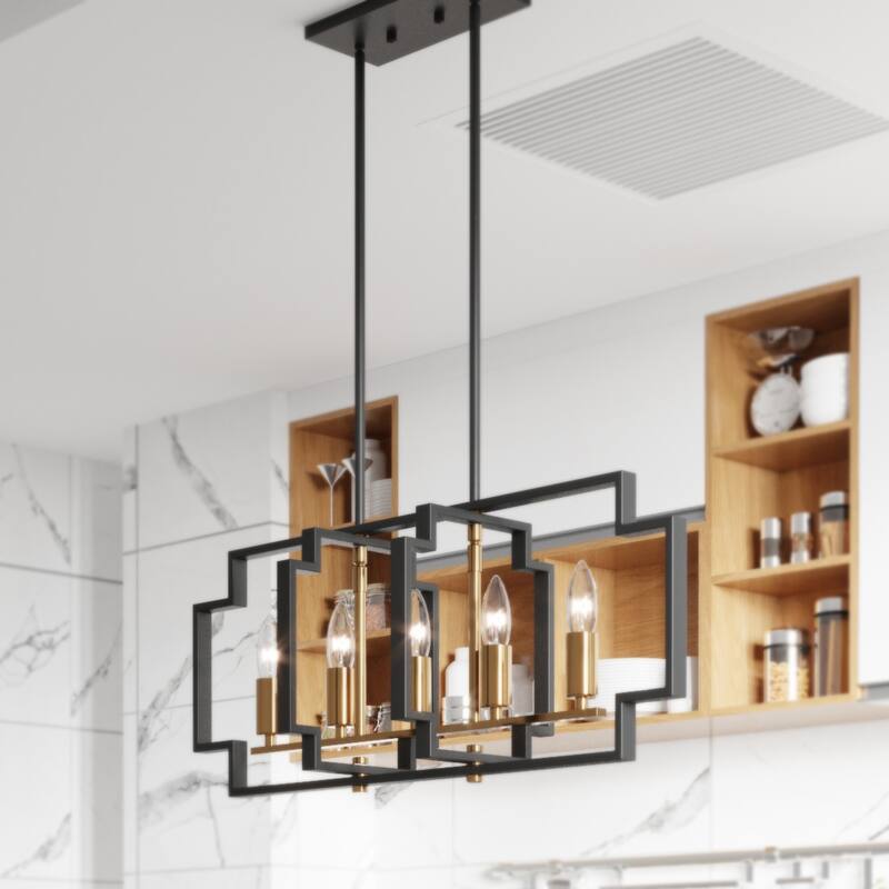 Maxax 5 - Light Kitchen Island Chandelier with Wrought Iron Accents