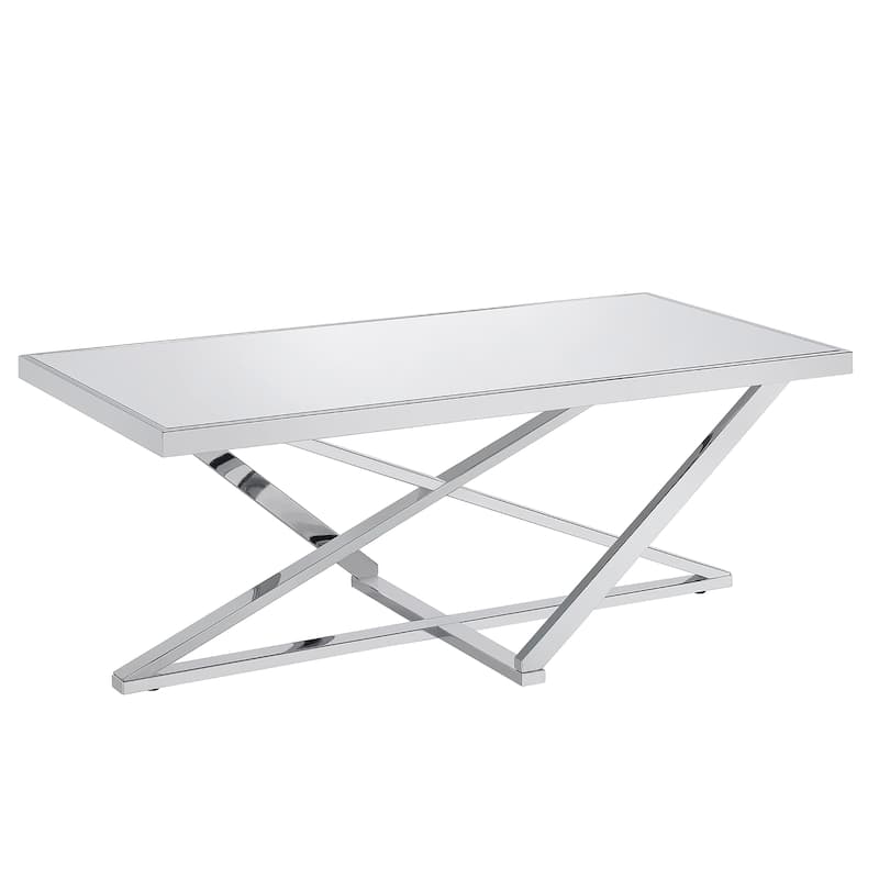 Starrla Chic Chrome Mirror Top 3-Piece Coffee Table Set by Furniture of America