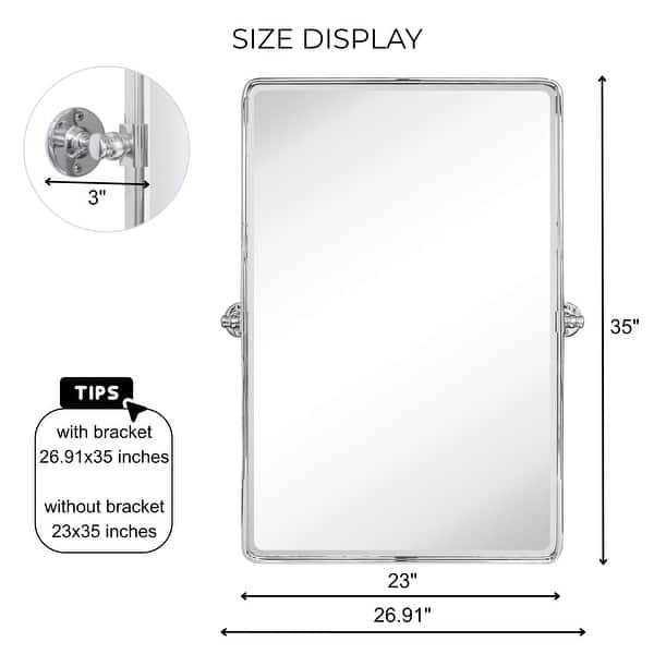 dimension image slide 3 of 25, TEHOME Woodvale Rectangle Vertical Metal Wall Mirrors