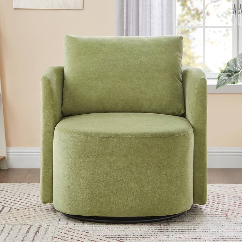 Upholstered Swivel Sofa Chair with Curved Desig