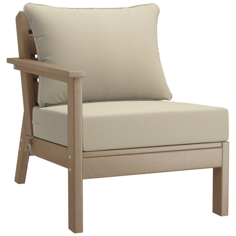 Birchwood All Weather HDPE Outdoor Patio Weathered Wood Deep Conversation Set (6-Piece Set)