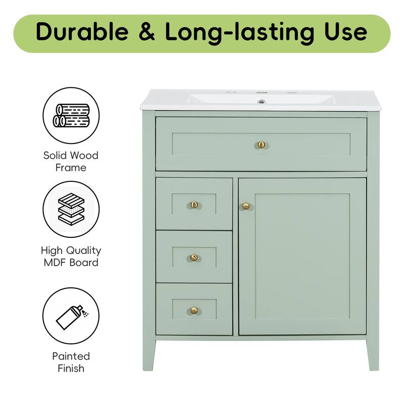 GDFStudio - Oliver Harrington Modern Freestanding Bathroom Vanity with Efficient Storage