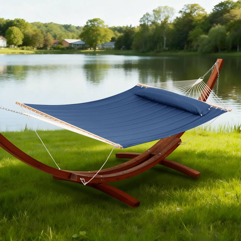 Double Spreader Bar Hammock With 13.5 ft. Wooden Stand - 162*55.1*48.8