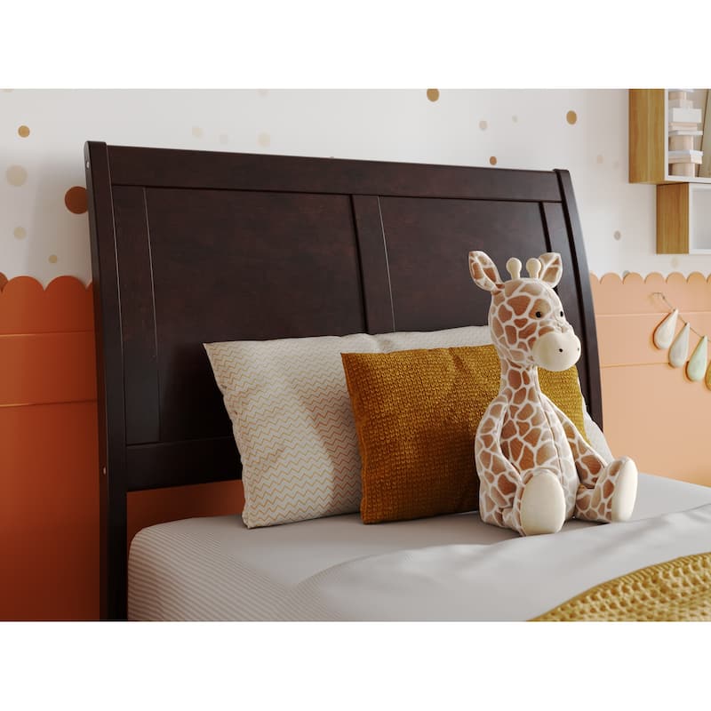 Valencia Solid Wood Low Profile Sleigh Platform Bed with Matching Footboard