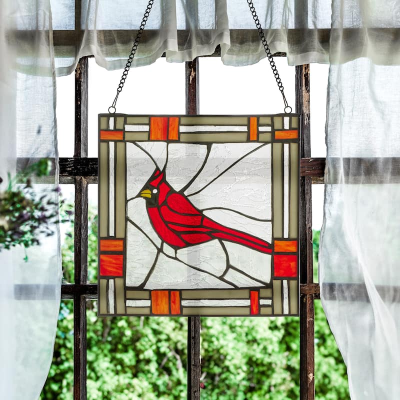 River of Goods 11"H Carol the Cardinal Stained Glass Window Panel - 11" x 0.25" x 11"