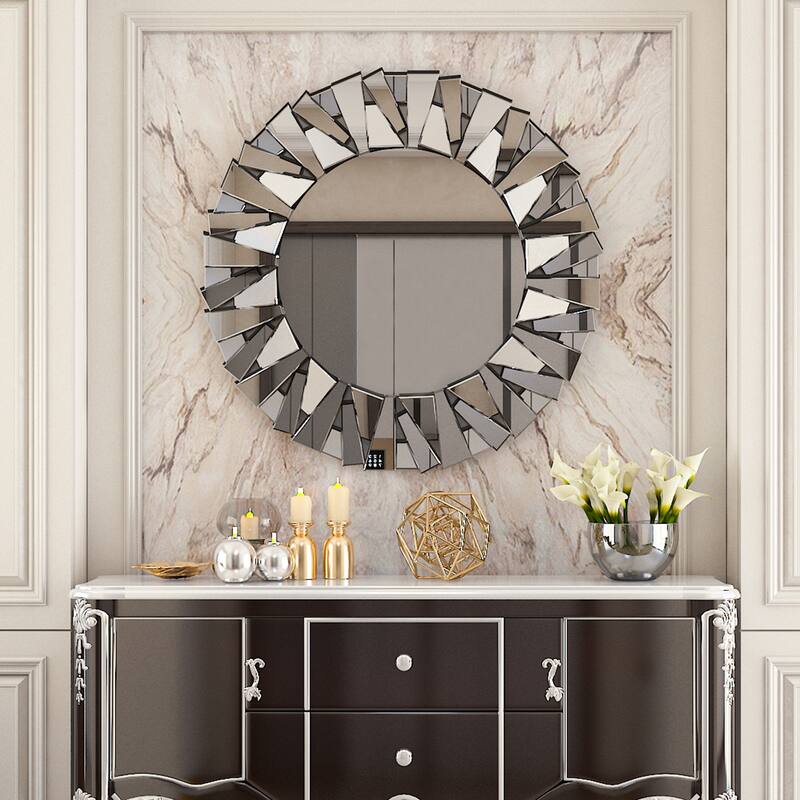 Sunburst Glass Mirror Wall Mounted - 32" Dia