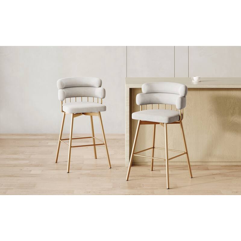 26" Counter Height Bar Stools Set Of 2 - Beige