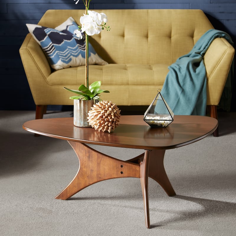 Carson Carrington Telsiai Triangular Wood Coffee Table - Brown