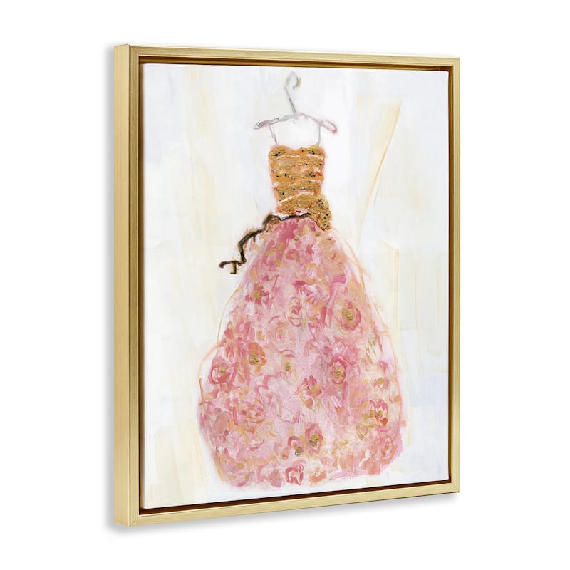 Stupell Classy Posh Pink Ball Gown Framed Floater Canvas Wall Art Design By Sally Swatland