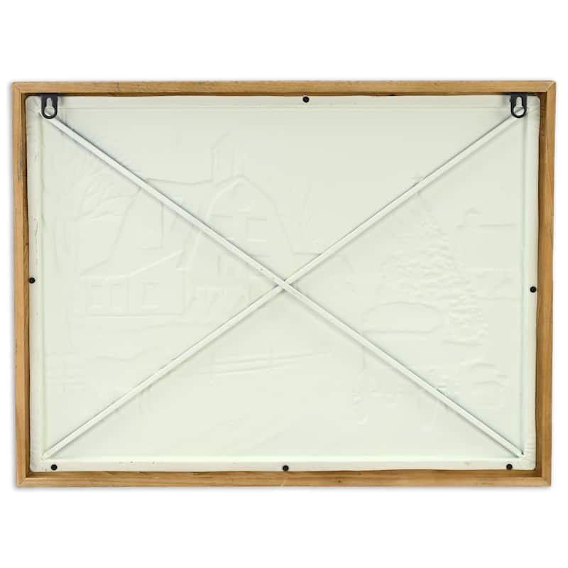 Eirlys 21" Christmas Scene Metal and Wood Framed Wall Art - N/A