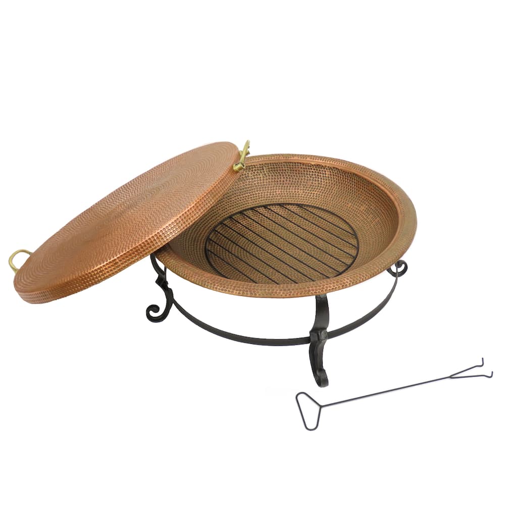 32" Copper Fire Pit with Stand and Tray Cover by National Tree Company