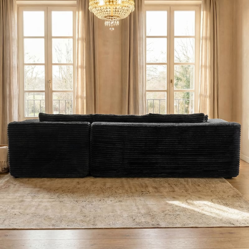 Black L-Shaped Compressed Foam Sofa – Ready-to-Use Sectional Couch with Chaise