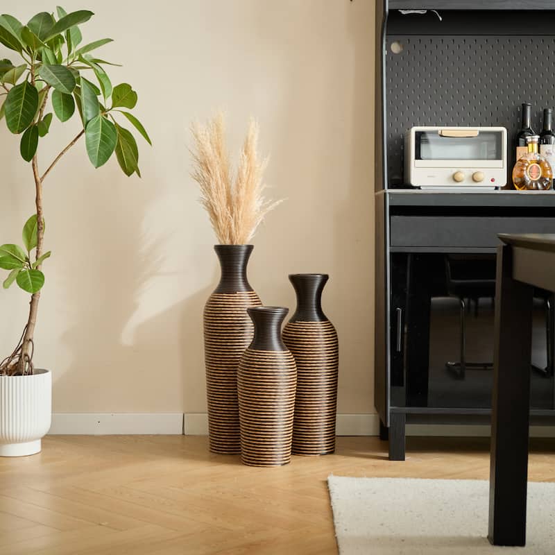 Set of 3 Classic Decorative Artificial Floor Vases, High Independent Flower Racks (20"/24"/28" H)