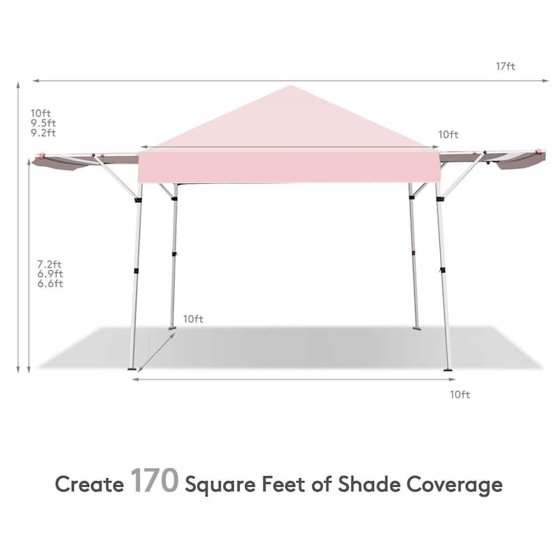 17 x 10 Feet Foldable Pop Up Canopy with Adjustable Dual Awnings - 17' x 10' x 10' (L x W x H)