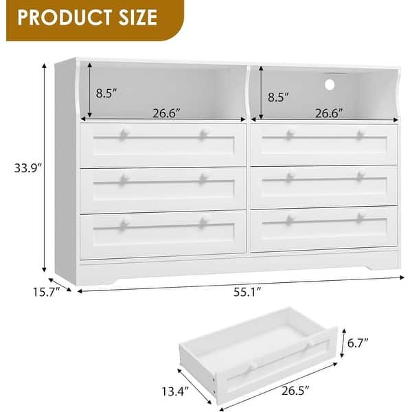 6 Dresser for Bedroom, Large Wooden Dresser - Bed Bath & Beyond - 43185048