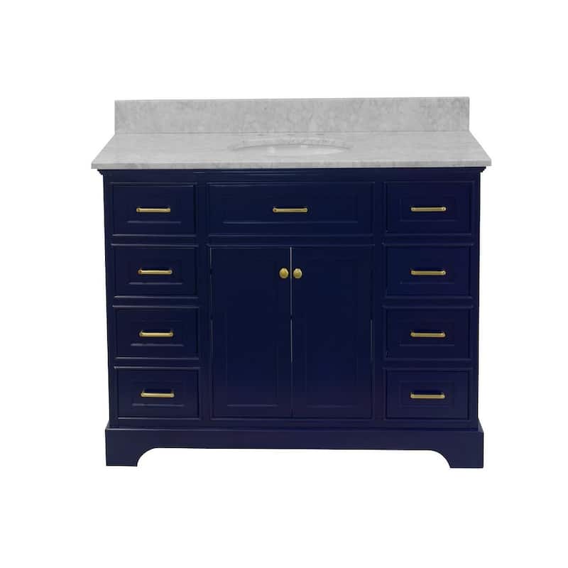 KitchenBathCollection Aria 48" Bathroom Vanity with Carrara Marble Top