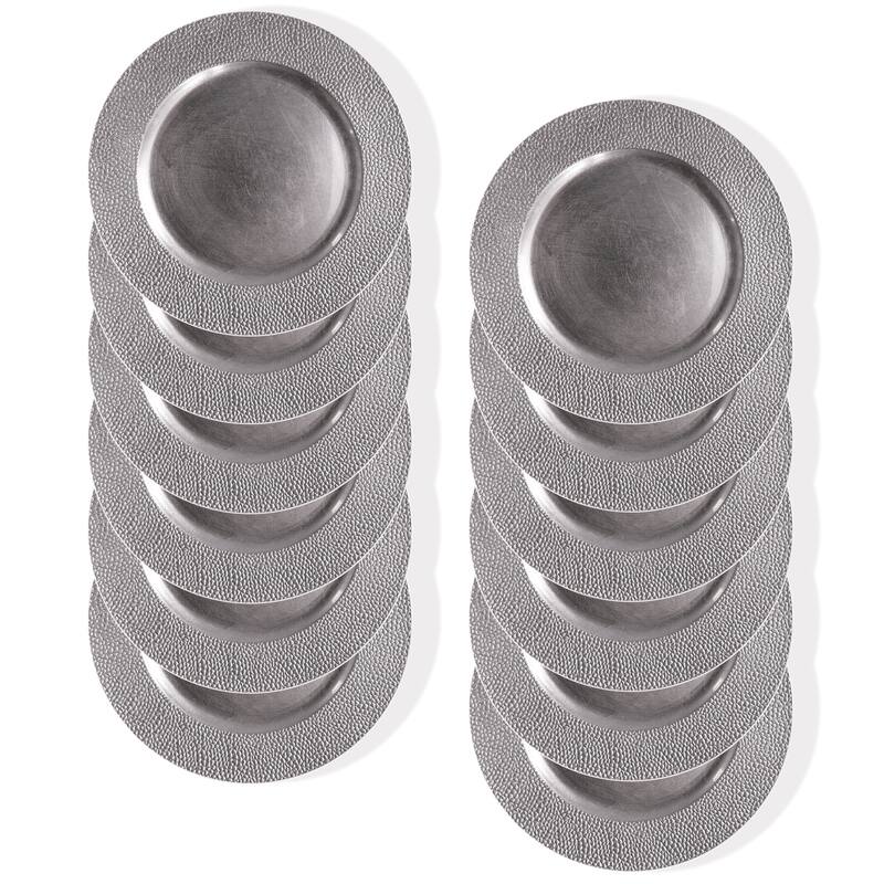 Sand Silver Charger Plate 13" Set of 12 - 13" Dia x 0.5" H