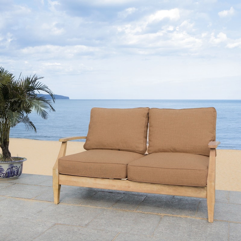 SAFAVIEH Couture Martinique Wood Patio Loveseat - 56"W x 35"D x 32"H