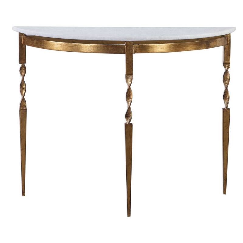 Uttermost Imelda 40" Long Marble Top Iron Console Table - White Marble