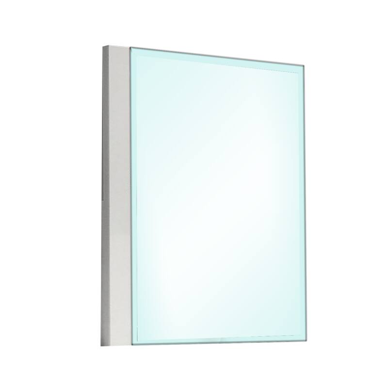 Suni Dresser Mirror, 40 Inch, Sleek White Wood, Frameless Design