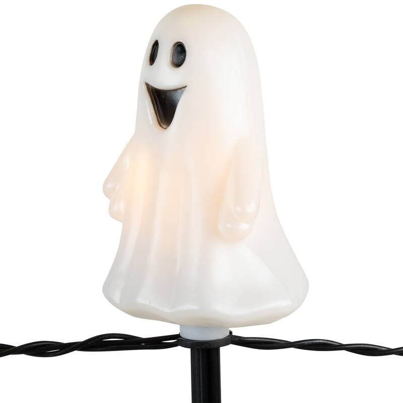 Lighted Ghost Shaped Halloween Pathway Markers - 3.75' - Black Wire - Set of 5