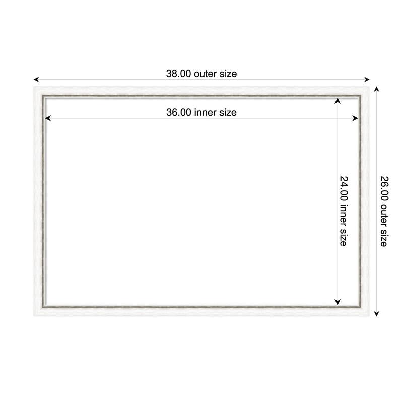 Amanti Art Morgan White Blue Framed Dry Erase Magnetic Board - 38 x 26 in - Morgan White Silver